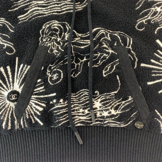CHANEL Hoodie P72134K10333 cotton Black White Hoodie Lion COCO Mark Women 34 Used Authentic