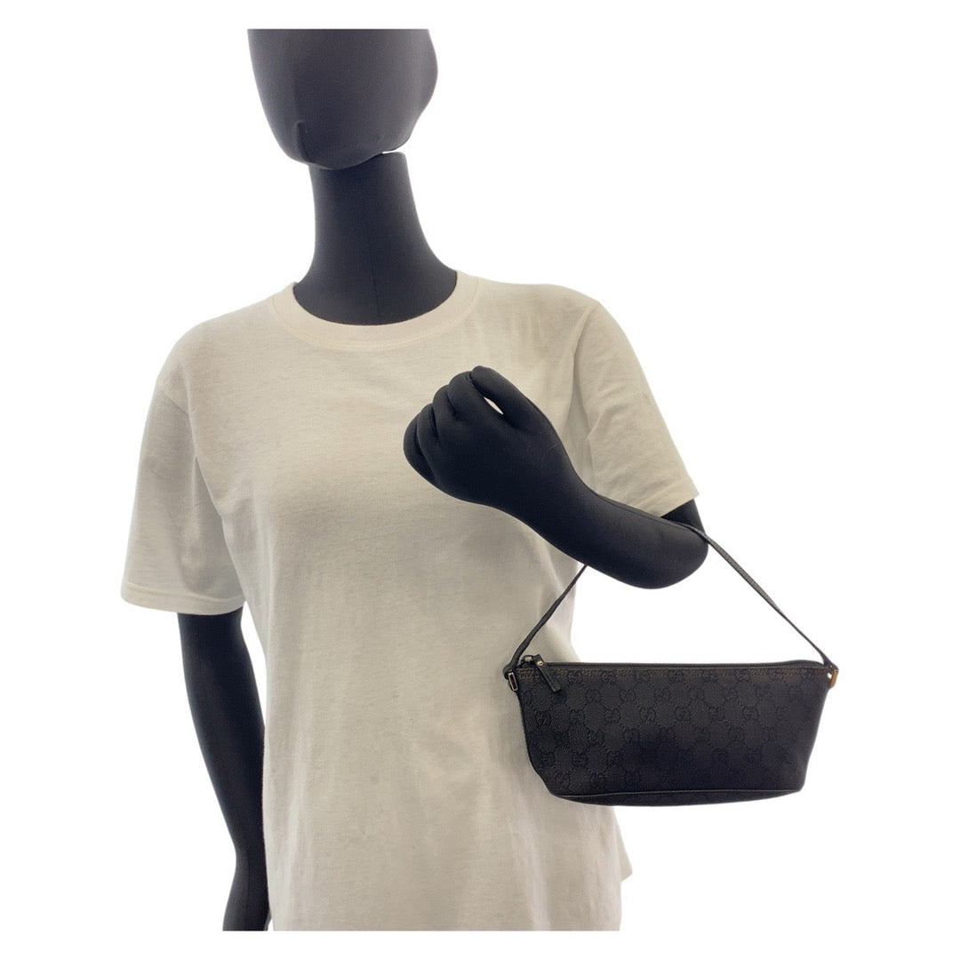 GUCCI Handbag 257300 GG canvas, leather black Handbag accessory pouch Women Used Authentic