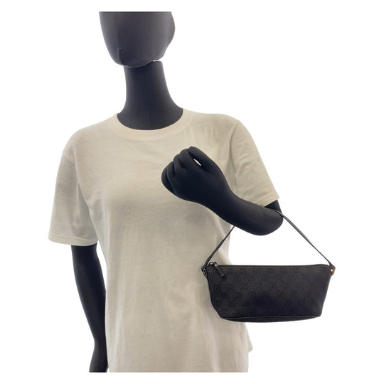 GUCCI Handbag 257300 GG canvas, leather black Handbag accessory pouch Women Used Authentic