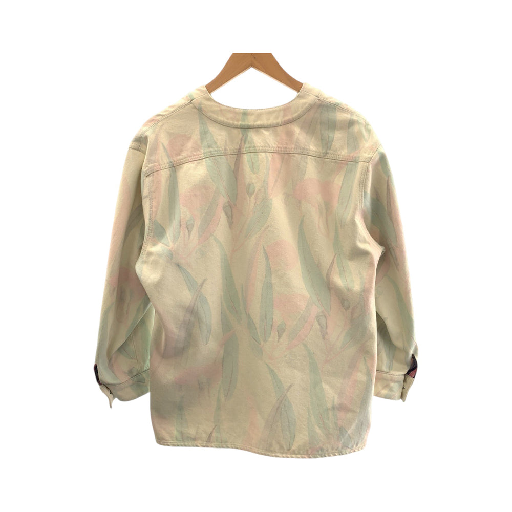 CHANEL Denim Jacket P62659V48435 denim Pink pastel color Denim jacket, collarless jacket, coverall Botanical COCO Mark Women 36 Used Authentic