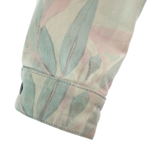 CHANEL Denim Jacket P62659V48435 denim Pink pastel color Denim jacket, collarless jacket, coverall Botanical COCO Mark Women 36 Used Authentic