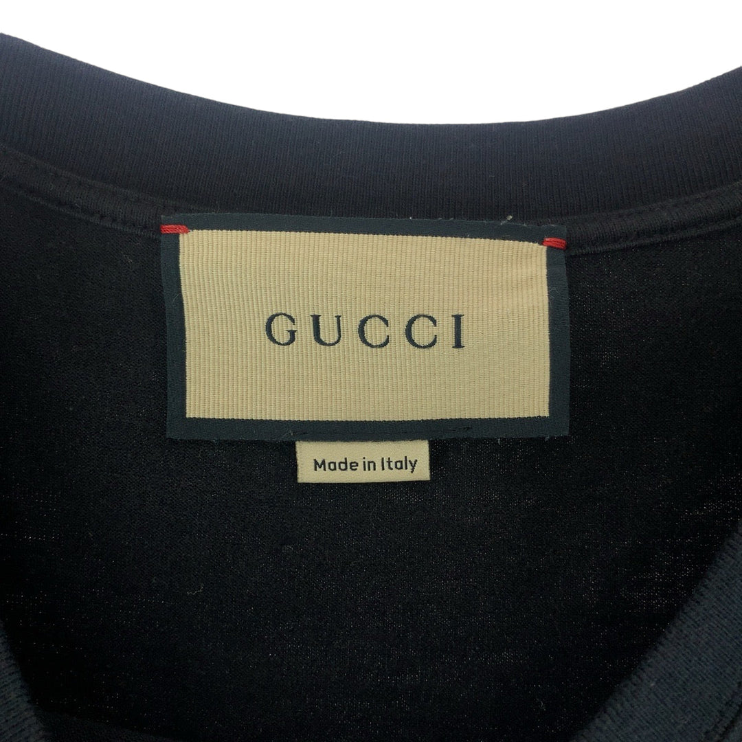 GUCCI Short sleeve T-shirt 616036 cotton Black multicolor Short-sleeved T-shirt cut-and-sew logo mens S Used Authentic