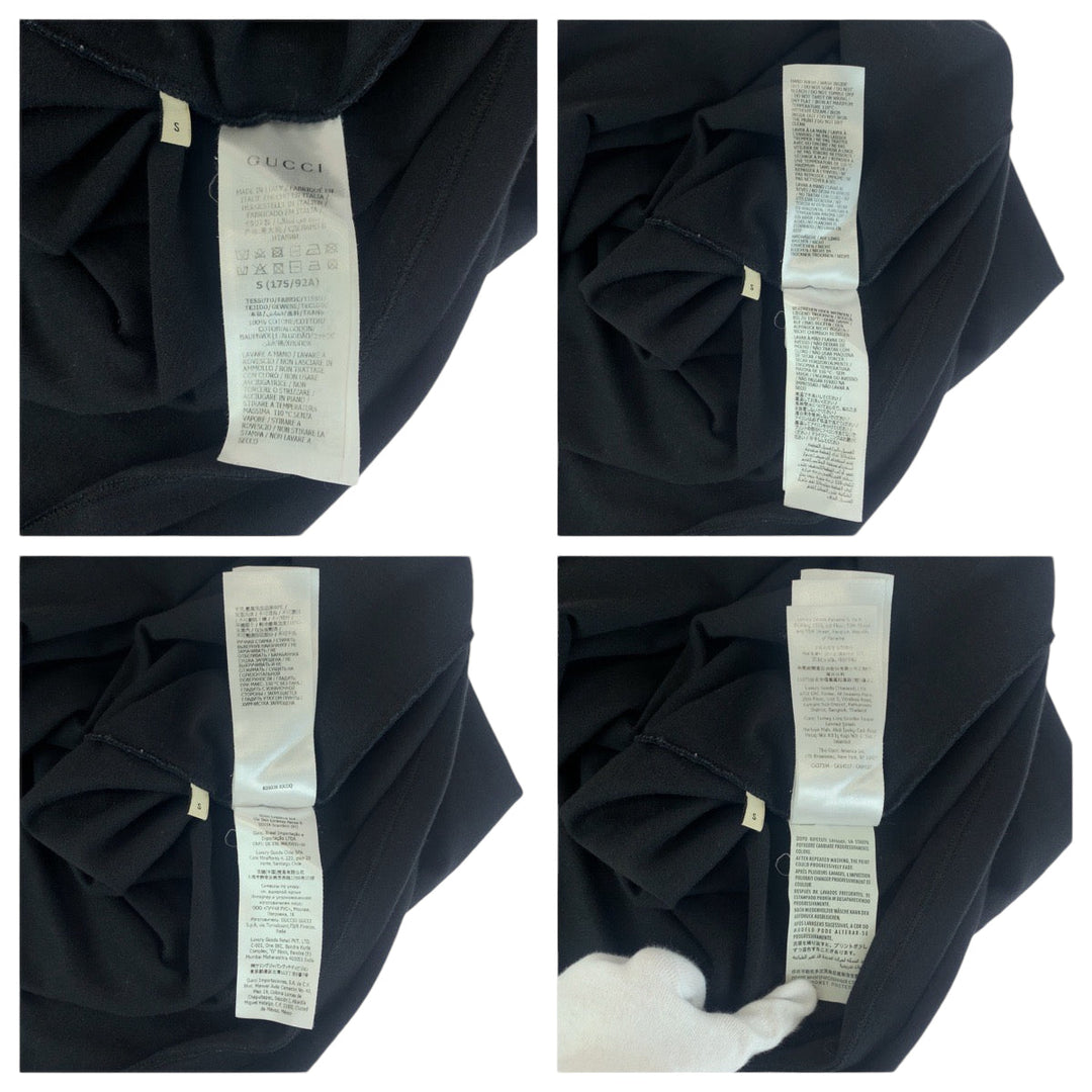 GUCCI Short sleeve T-shirt 616036 cotton Black multicolor Short-sleeved T-shirt cut-and-sew logo mens S Used Authentic