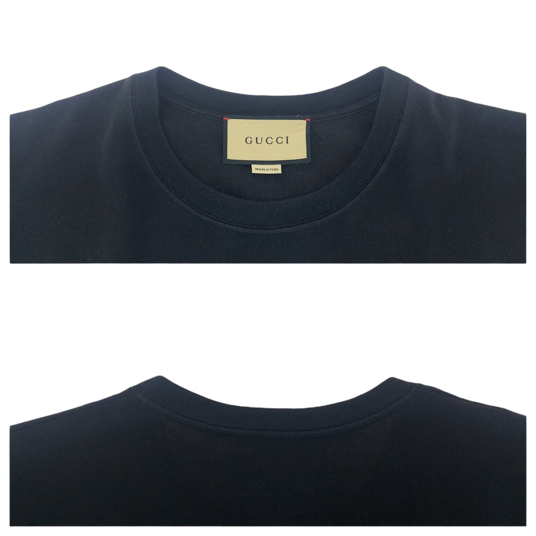 GUCCI Short sleeve T-shirt 616036 cotton Black multicolor Short-sleeved T-shirt cut-and-sew logo mens S Used Authentic