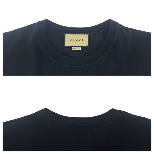 GUCCI Short sleeve T-shirt 616036 cotton Black multicolor Short-sleeved T-shirt cut-and-sew logo mens S Used Authentic