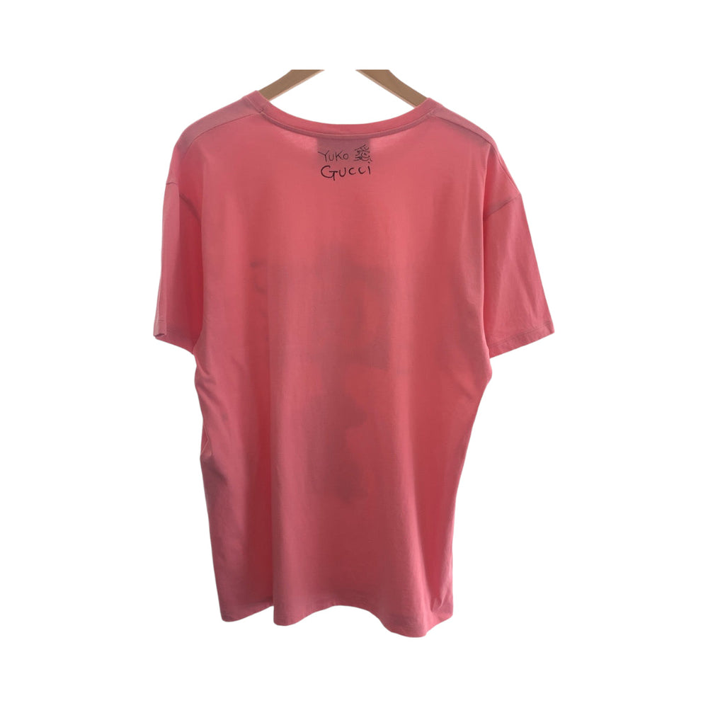 GUCCI Short sleeve T-shirt 548334 cotton Pink multicolor Short-sleeved T-shirt cut-and-sew Higuchi Yuko collaboration Women S Used Authentic