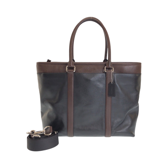 COACH Shoulder Bag F54753 leather Black Brown SilverMetal Shoulder Bag Tote Bag 2way Metropolitan Women Used Authentic