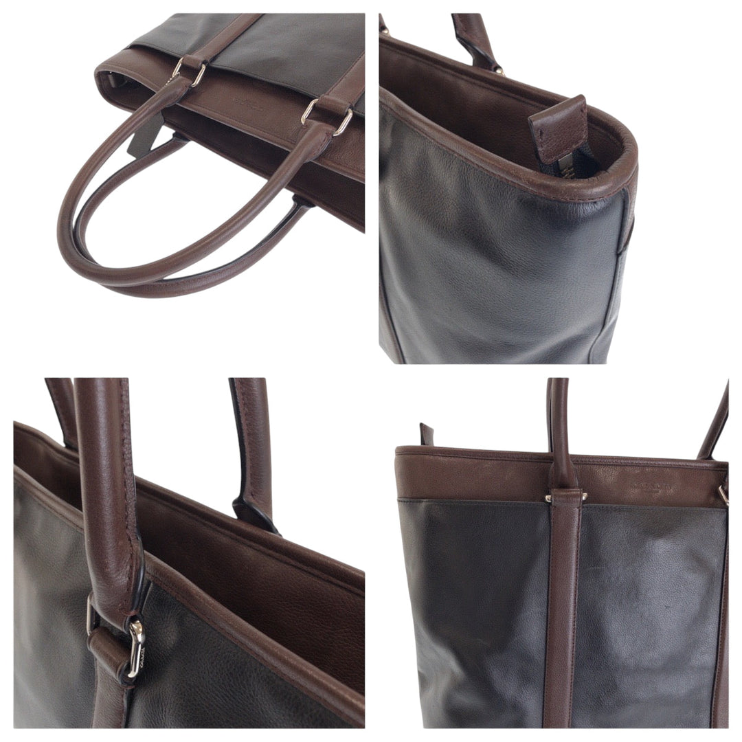 COACH Shoulder Bag F54753 leather Black Brown SilverMetal Shoulder Bag Tote Bag 2way Metropolitan Women Used Authentic