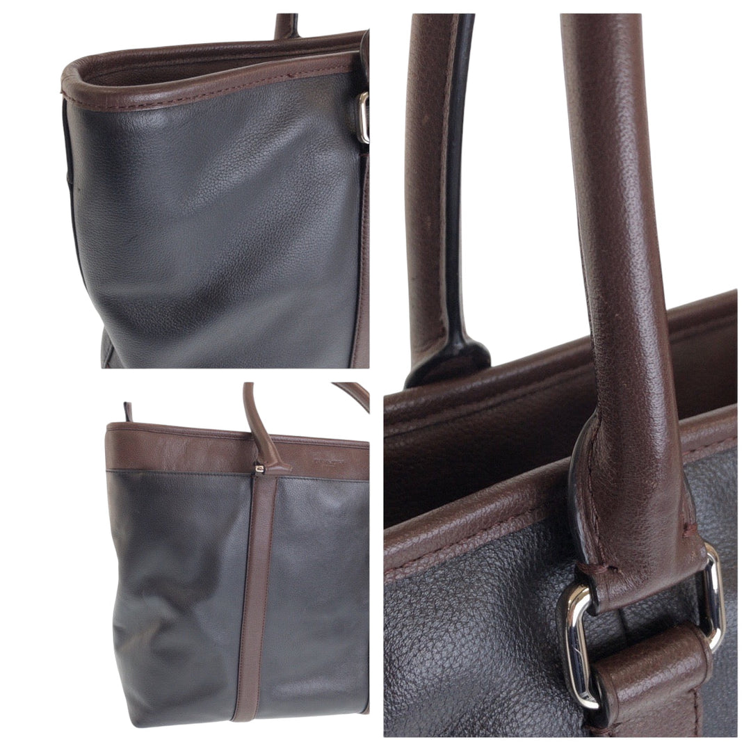 COACH Shoulder Bag F54753 leather Black Brown SilverMetal Shoulder Bag Tote Bag 2way Metropolitan Women Used Authentic