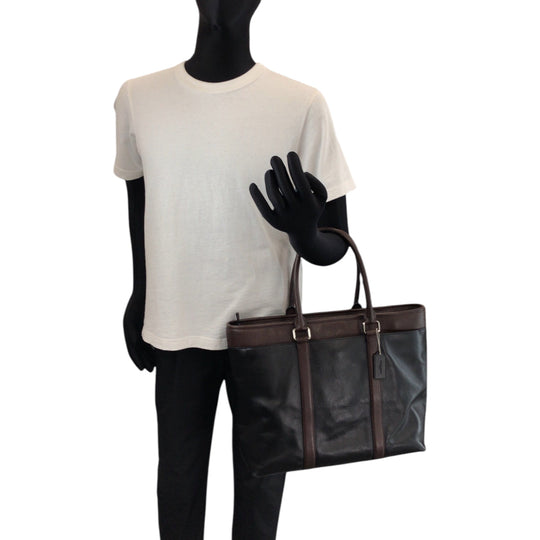 COACH Shoulder Bag F54753 leather Black Brown SilverMetal Shoulder Bag Tote Bag 2way Metropolitan Women Used Authentic