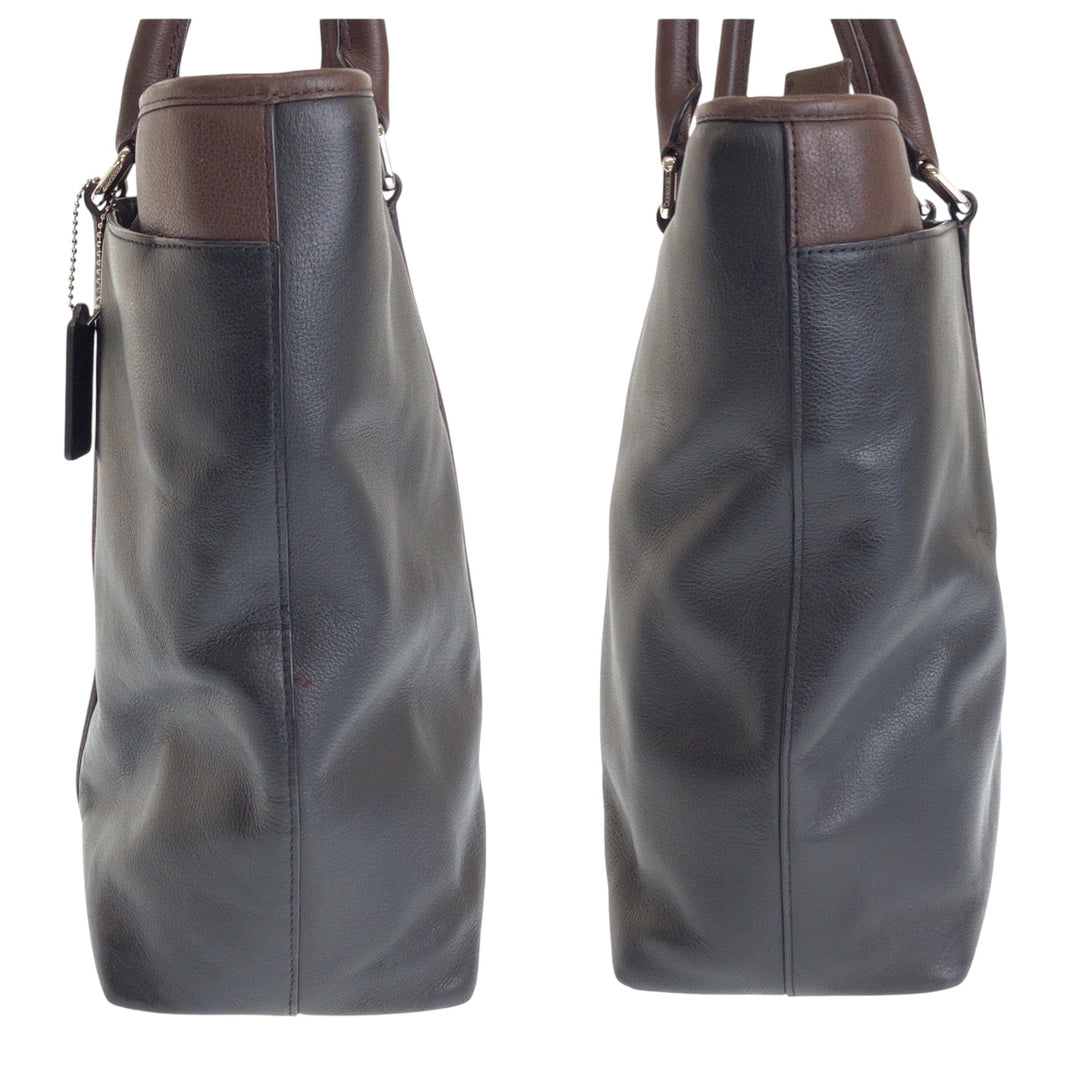 COACH Shoulder Bag F54753 leather Black Brown SilverMetal Shoulder Bag Tote Bag 2way Metropolitan Women Used Authentic