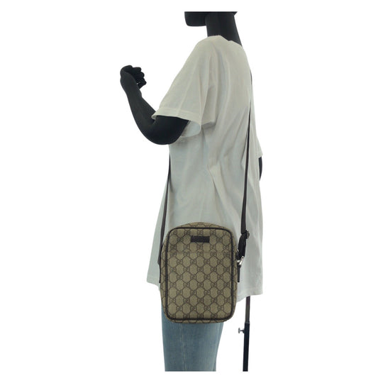 GUCCI Shoulder Bag 122754 GG Supreme canvas, leather Brown Silver Metal Shoulder Bag Pochette Unisex Women Used Authentic