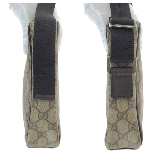 GUCCI Shoulder Bag 122754 GG Supreme canvas, leather Brown Silver Metal Shoulder Bag Pochette Unisex Women Used Authentic