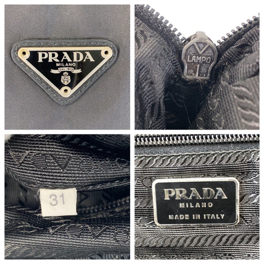 PRADA Shoulder Bag Nylon Black SilverMetal Shoulder Bag Business Bag Handbag Test Triangle With logo Women Used Authentic