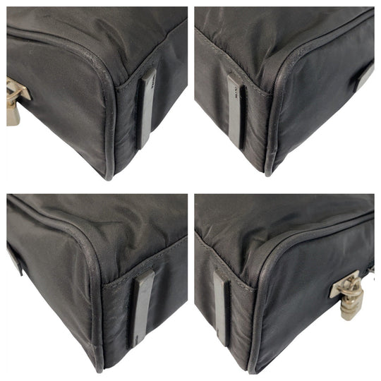 PRADA Shoulder Bag Nylon Black SilverMetal Shoulder Bag Business Bag Handbag Test Triangle With logo Women Used Authentic