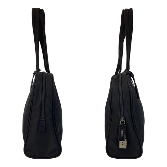 PRADA Shoulder Bag Nylon Black SilverMetal Shoulder Bag Business Bag Handbag Test Triangle With logo Women Used Authentic