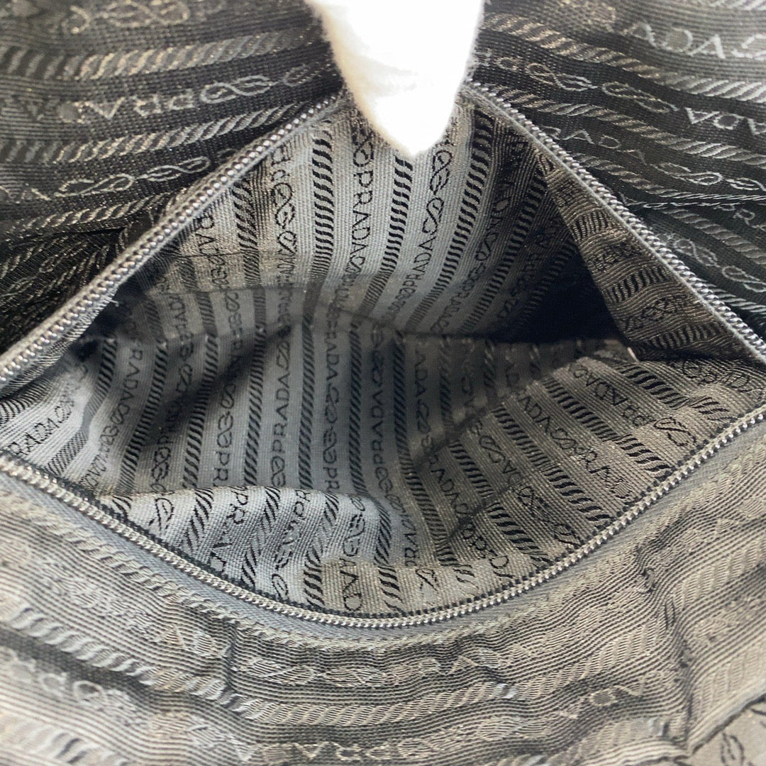 PRADA Shoulder Bag Nylon Black SilverMetal Shoulder Bag Business Bag Handbag Test Triangle With logo Women Used Authentic