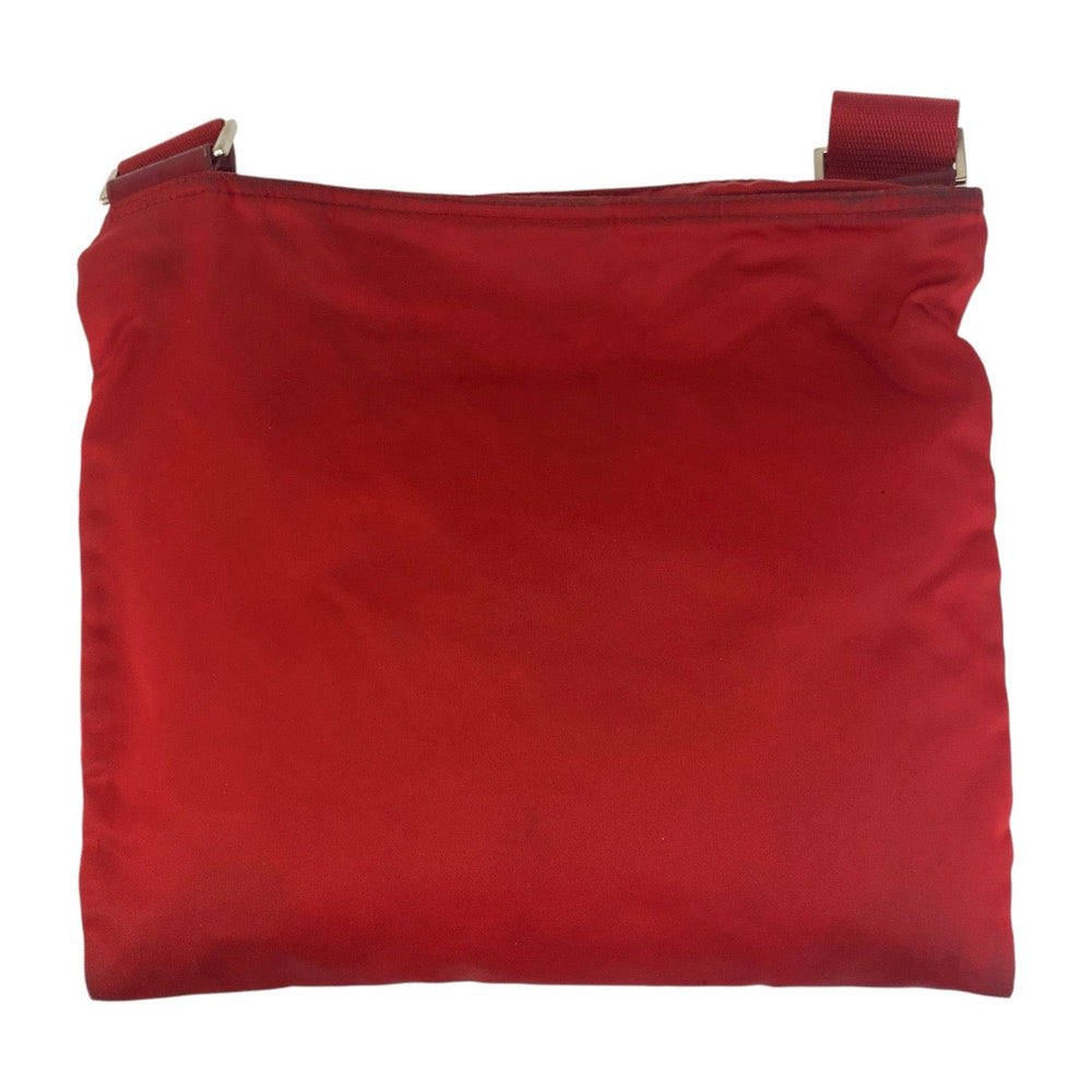 PRADA Shoulder Bag Nylon Red Silver Metal Crossbody Shoulder Bag Test Triangle With logo Women Used Authentic