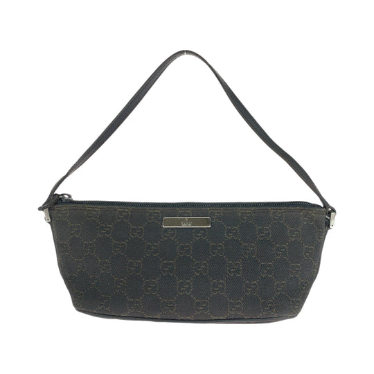 GUCCI Handbag 7198 GG canvas Brown Silver Metal Handbag accessory pouch Women Used Authentic