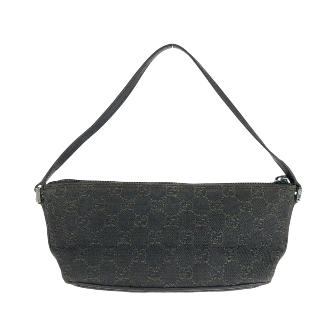 GUCCI Handbag 7198 GG canvas Brown Silver Metal Handbag accessory pouch Women Used Authentic