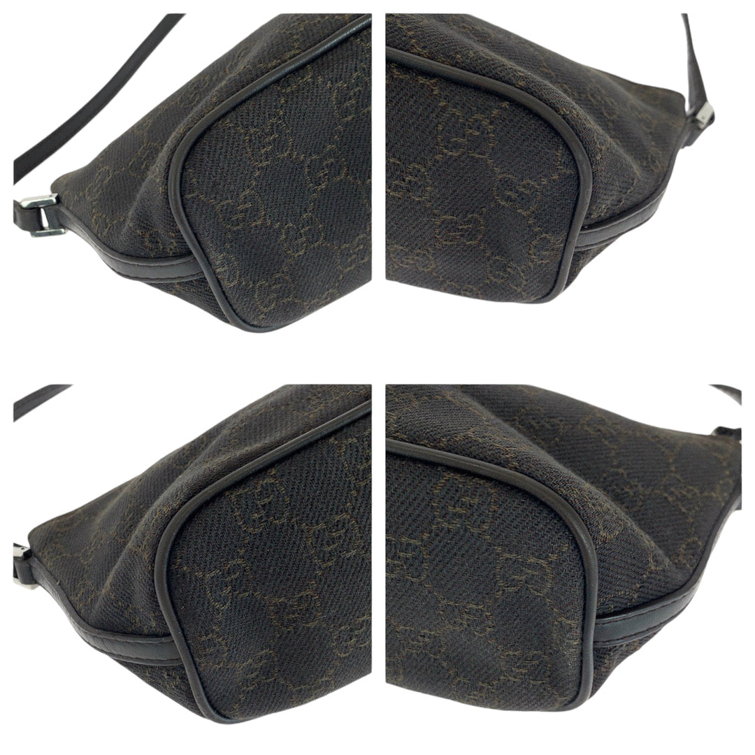 GUCCI Handbag 7198 GG canvas Brown Silver Metal Handbag accessory pouch Women Used Authentic