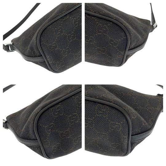GUCCI Handbag 7198 GG canvas Brown Silver Metal Handbag accessory pouch Women Used Authentic