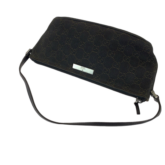 GUCCI Handbag 7198 GG canvas Brown Silver Metal Handbag accessory pouch Women Used Authentic