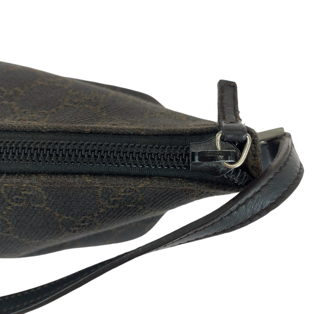 GUCCI Handbag 7198 GG canvas Brown Silver Metal Handbag accessory pouch Women Used Authentic
