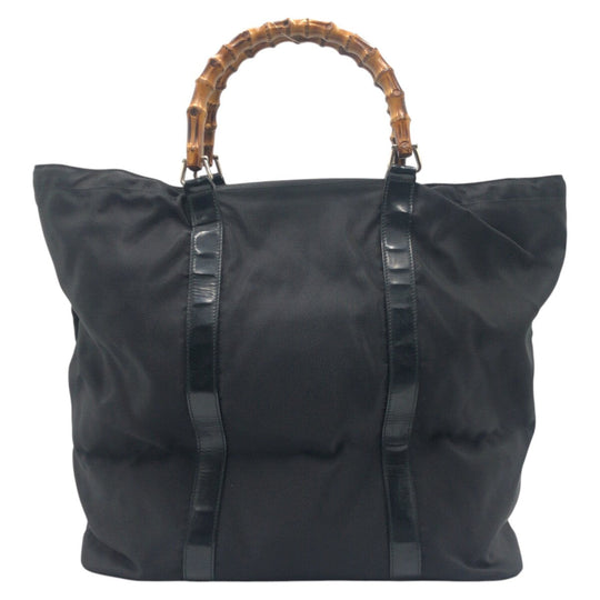 GUCCI Handbag 002 2058 0412 5 cotton black Handbag Tote Bag Bamboo Women Used Authentic
