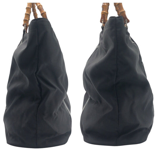 GUCCI Handbag 002 2058 0412 5 cotton black Handbag Tote Bag Bamboo Women Used Authentic