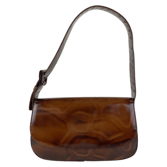 PRADA Shoulder Bag Patent leather Brown Shoulder Bag Women Used Authentic