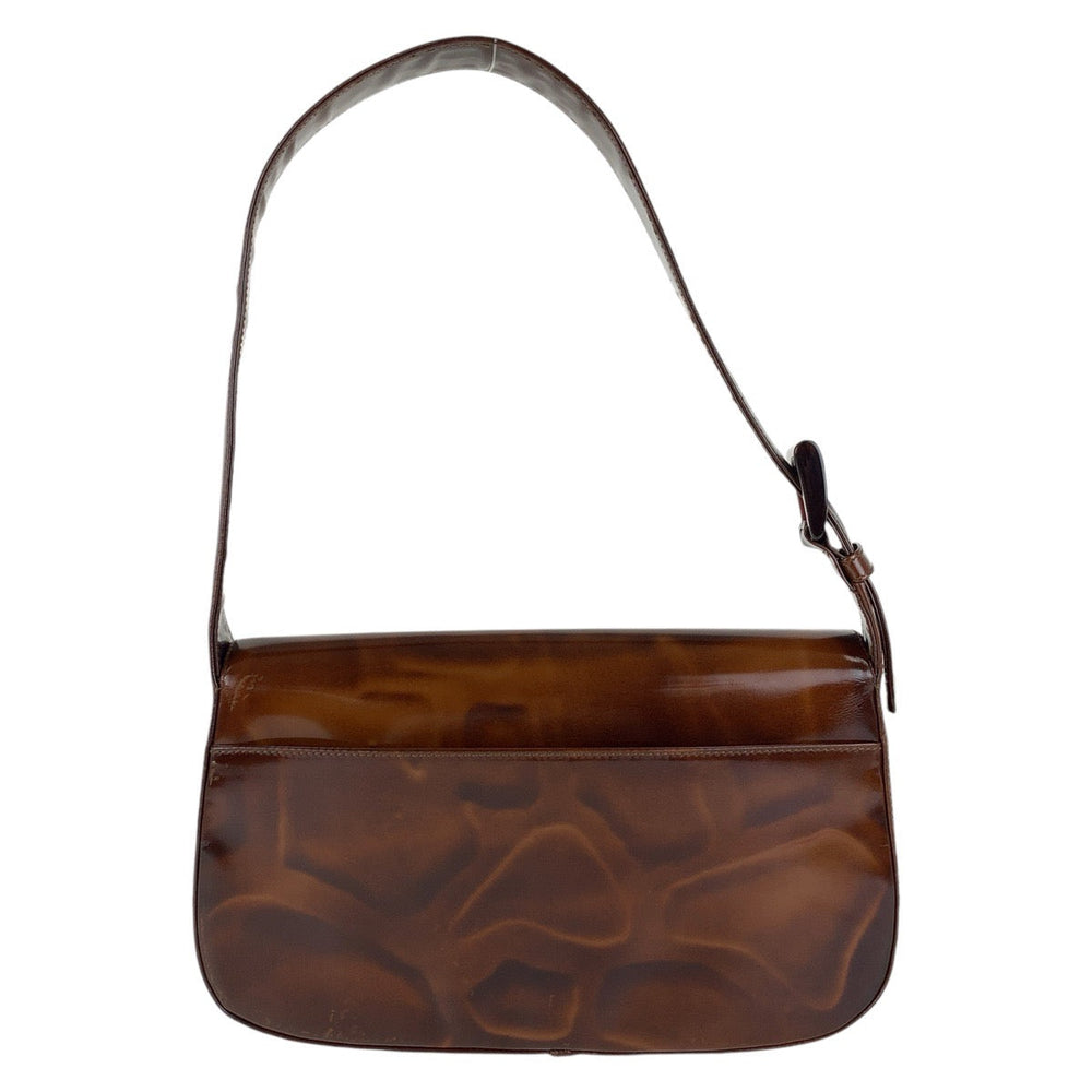 PRADA Shoulder Bag Patent leather Brown Shoulder Bag Women Used Authentic