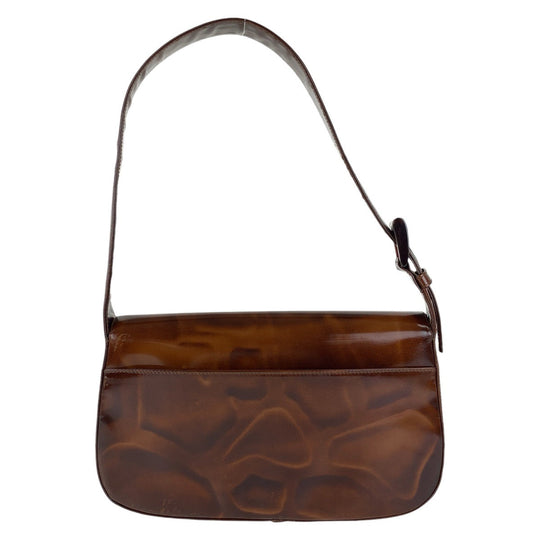 PRADA Shoulder Bag Patent leather Brown Shoulder Bag Women Used Authentic