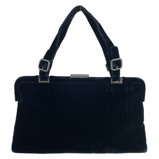 PRADA Handbag Velor Black SilverMetal Handbag Women Used Authentic