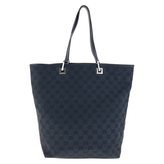 GUCCI Tote Bag 31243 GG canvas, leather Black SilverMetal Tote Bag Shoulder Bag Women Used Authentic