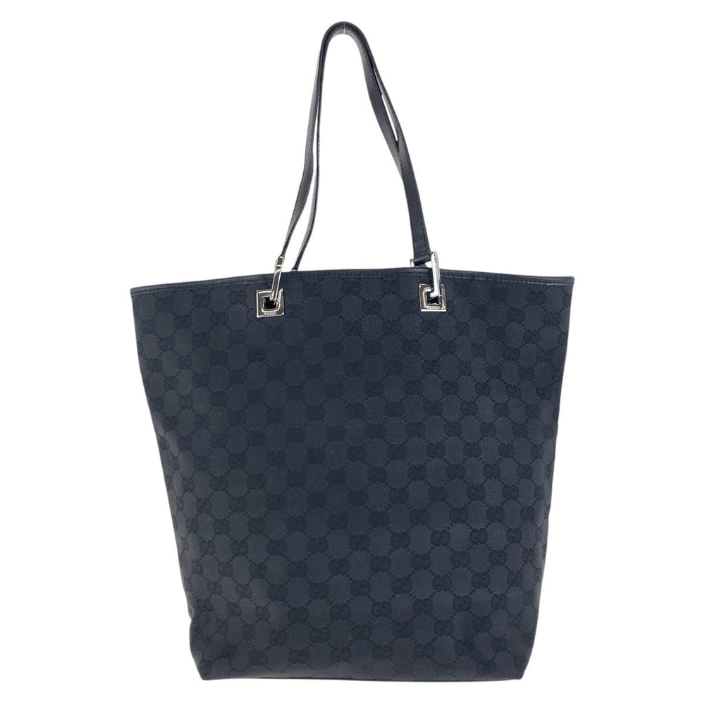GUCCI Tote Bag 31243 GG canvas, leather Black SilverMetal Tote Bag Shoulder Bag Women Used Authentic