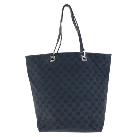 GUCCI Tote Bag 31243 GG canvas, leather Black SilverMetal Tote Bag Shoulder Bag Women Used Authentic