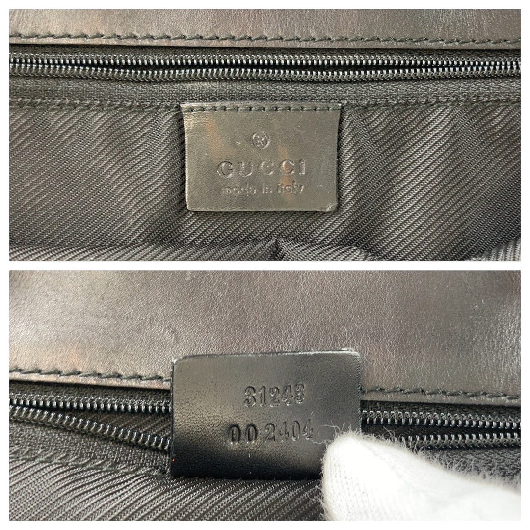 GUCCI Tote Bag 31243 GG canvas, leather Black SilverMetal Tote Bag Shoulder Bag Women Used Authentic