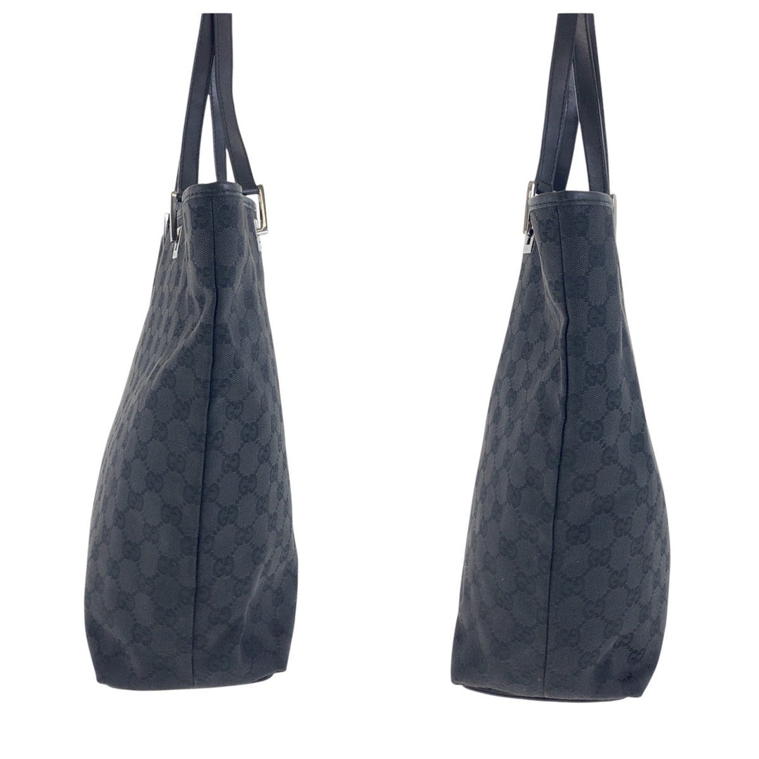 GUCCI Tote Bag 31243 GG canvas, leather Black SilverMetal Tote Bag Shoulder Bag Women Used Authentic