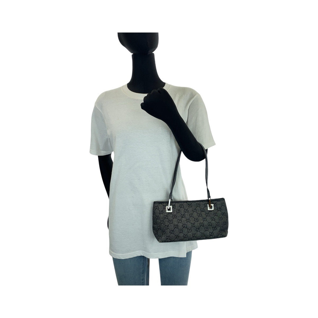 GUCCI Tote Bag 36172 GG canvas, leather black Tote Bag handbag Women Used Authentic