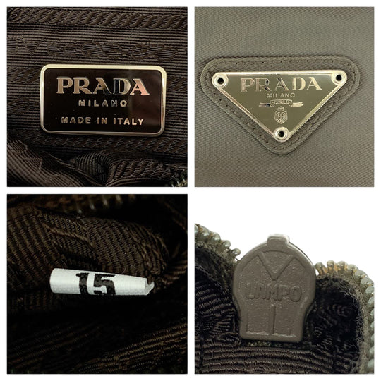 PRADA Tote Bag Nylon gray Tote Bag handbag Test Triangle With logo Women Used Authentic