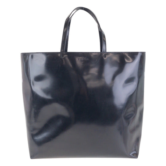 PRADA Tote Bag enamel black Tote Bag Handbag A4 storage Women Used Authentic