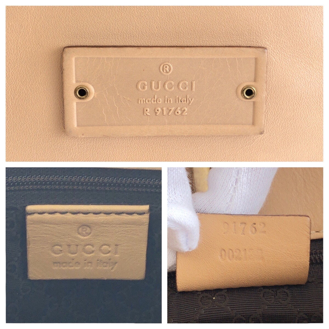 GUCCI Shoulder Bag 91762 leather beige Shoulder Bag pochette Women Used Authentic