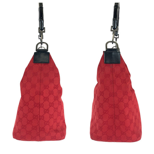 GUCCI Shoulder Bag 000 0531 GG canvas, leather Red black Bamboo Women Used Authentic