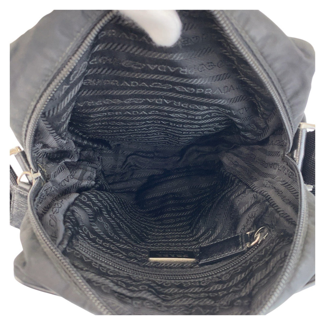 PRADA Shoulder Bag Nylon black Crossbody Shoulder Bag Pochette Unisex Test Triangle With logo Women Used Authentic