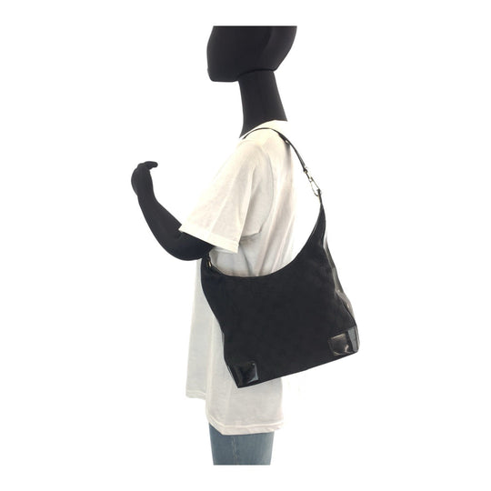 GUCCI Shoulder Bag GG canvas black Shoulder Bag Hobo Women Used Authentic