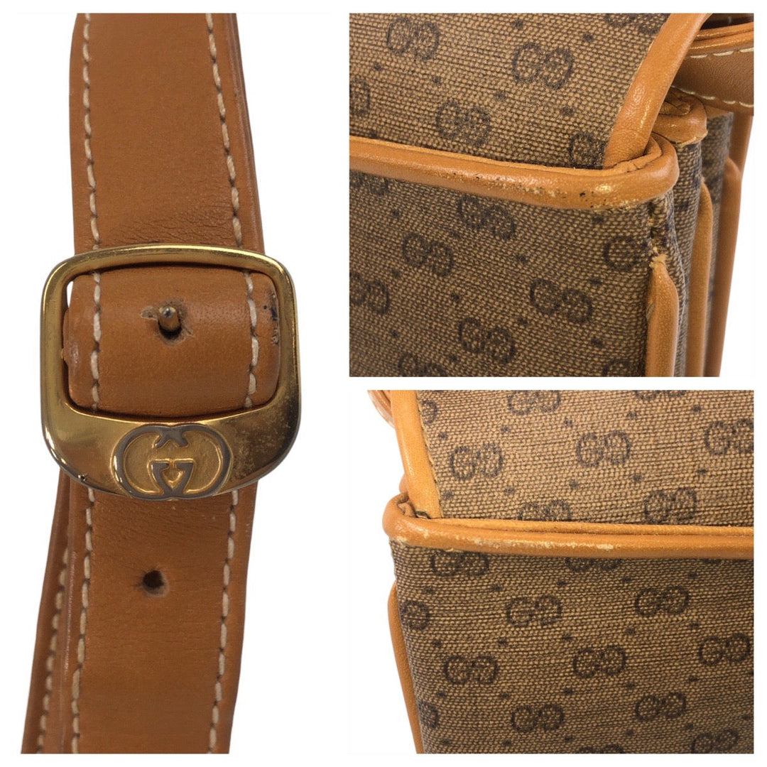 GUCCI Shoulder Bag 004 256 PVC, Leather Brown camel Crossbody Shoulder Bag Messenger Bag Old Gucci Micro GG Women Used Authentic