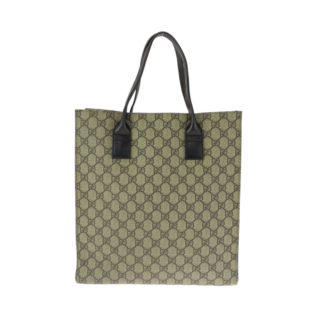 GUCCI Tote Bag 91249 GG Supreme Canvas Beige brown Tote Bag handbag Women Used Authentic