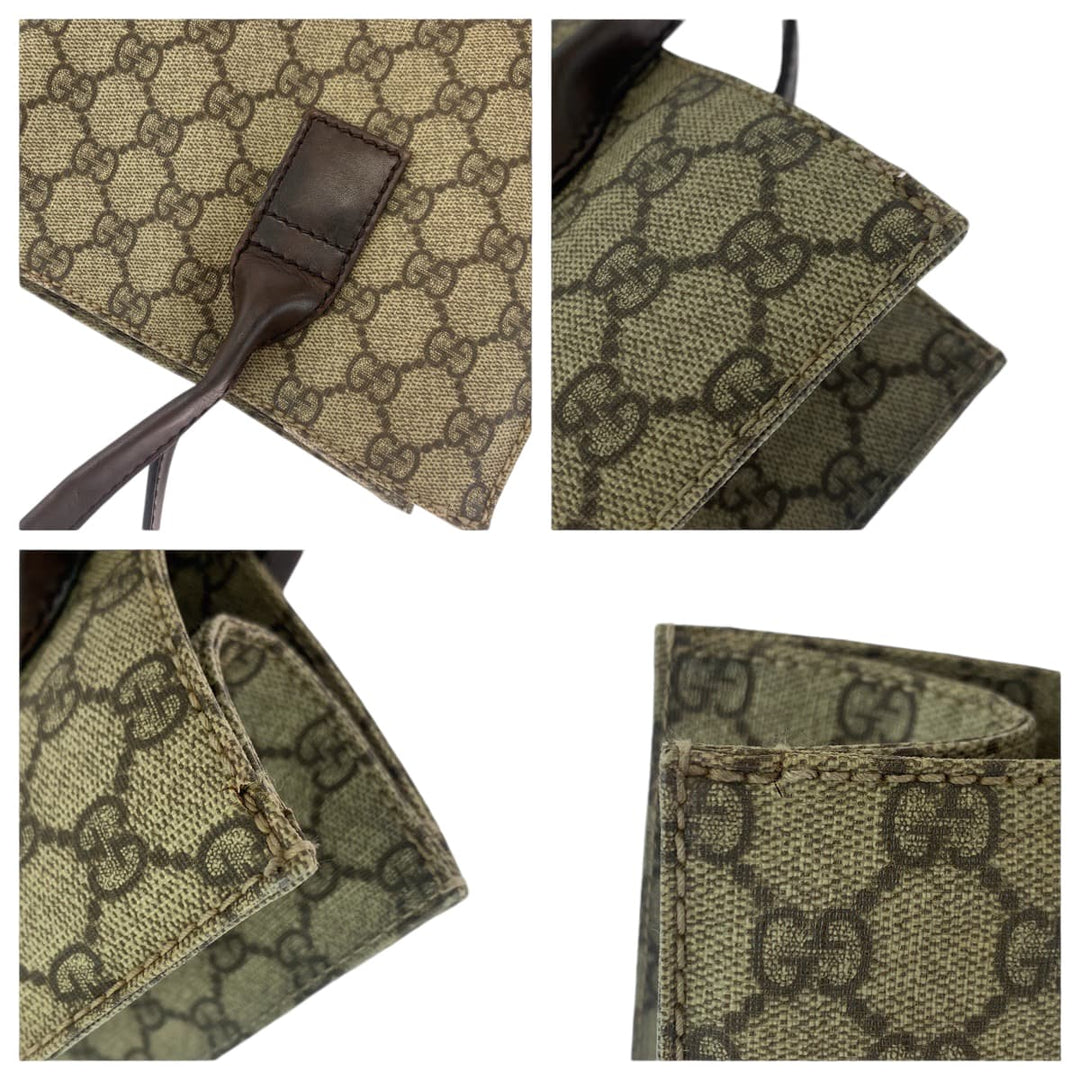 GUCCI Tote Bag 91249 GG Supreme Canvas Beige brown Tote Bag handbag Women Used Authentic