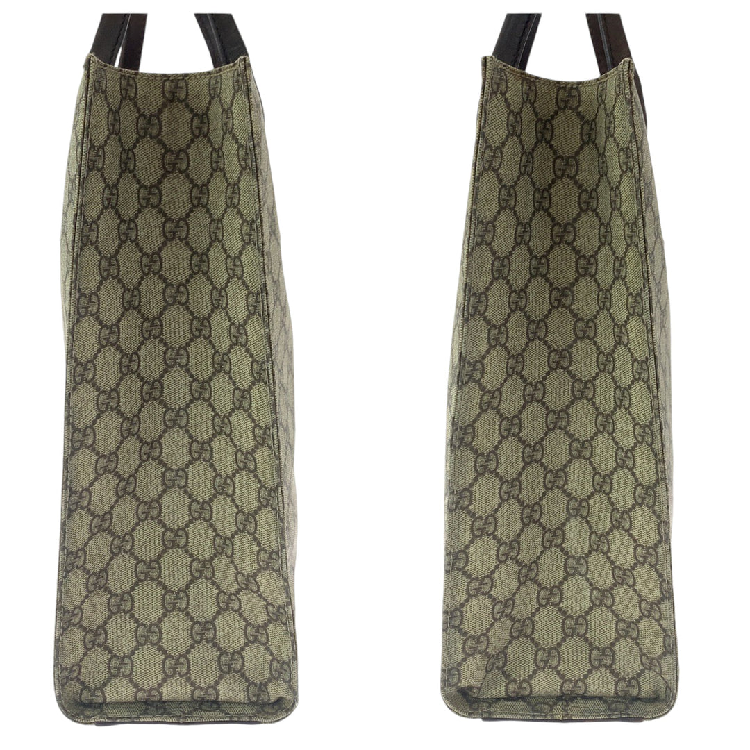 GUCCI Tote Bag 91249 GG Supreme Canvas Beige brown Tote Bag handbag Women Used Authentic
